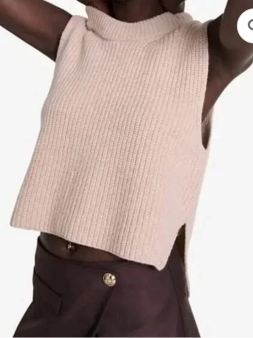Maje Wool Cream Sweater Vest High Low Minimalist Size XS